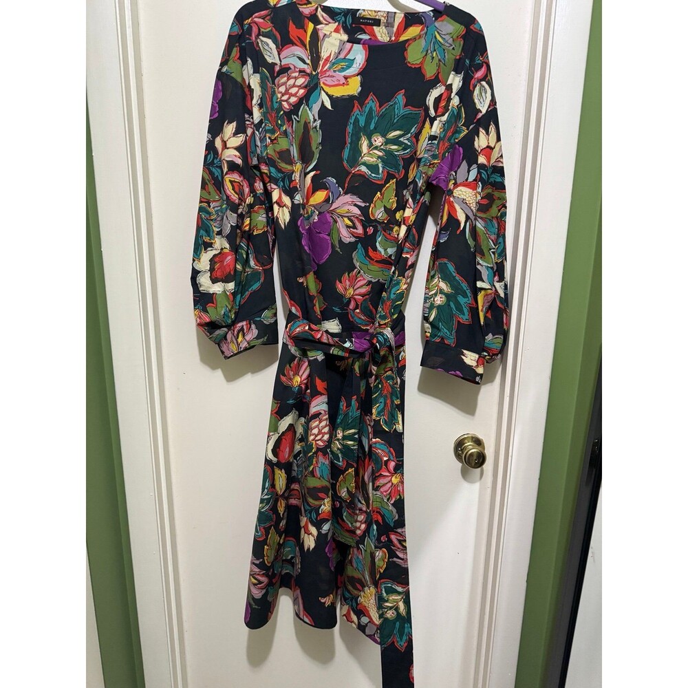 NATORI SAYURI COTTON PIPLIN BOATNECK DRESS MEDIUM
